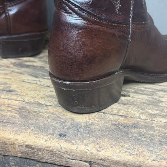 Vintage Wrangler USA Brown Leather Cowboy Western Boots Men\'s 9D main image 13
